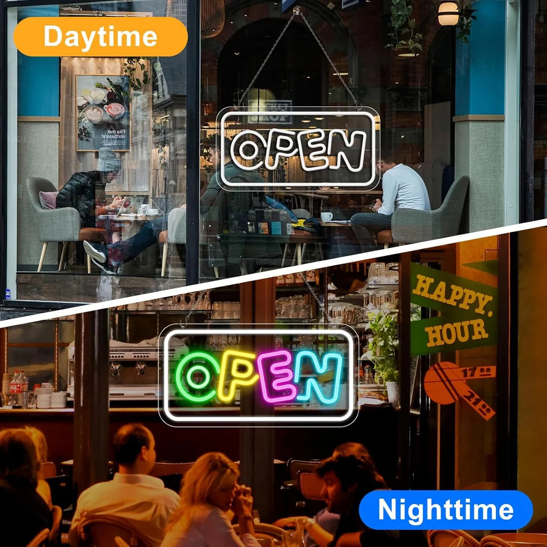 OPEN LED Store Signs – 16.2×9.1 Inch Silicone Neon Light | USB Powered 5V Dimmable Multicolor Glow | Horizontal & Vertical Style for  Store Entrances & Business Locations