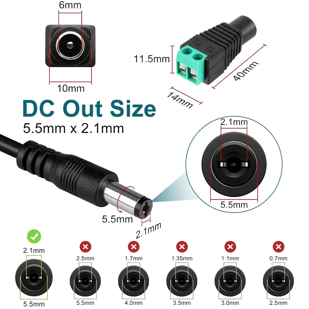 60W Desktop LED Adapter Switching Transformer DC 24V, AC 100–240V Input, US Plug for LED Strip Lights, 3D Printers, CCTV Systems, Industrial Equipment and Electronic Devices
