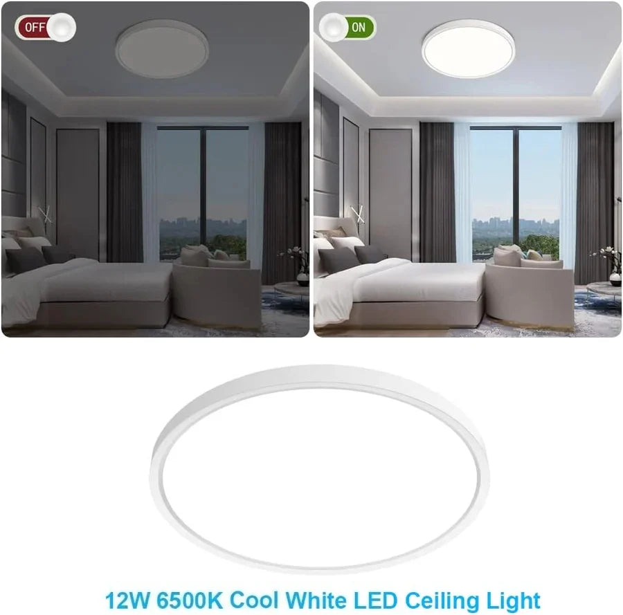 inSharepuls LED-Deckenleuchte, 5000 K Tageslichtweiß, 24 W (entspricht 240 W), 12 Zoll flache, moderne Deckenbeleuchtung, 3200 lm, Deckenlampe für Badezimmer, Veranda, Küche, Schlafzimmer, Wohnzimmer, Flur 