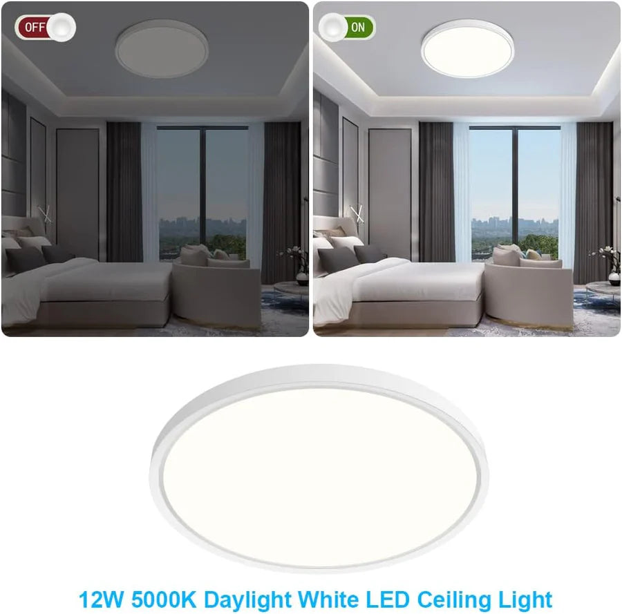 inSharepuls LED-Deckenleuchte, 5000 K Tageslichtweiß, 24 W (entspricht 240 W), 12 Zoll flache, moderne Deckenbeleuchtung, 3200 lm, Deckenlampe für Badezimmer, Veranda, Küche, Schlafzimmer, Wohnzimmer, Flur 