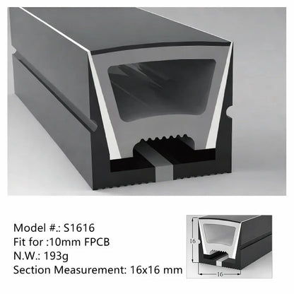 I-TE Series 16×16mm Top Emitting LED Neon Tube Housing | S1616 Black Flexible Neon Tube Housing | IP67 Waterproof | 10mm PCB Width | 16.4FT/5M | Lounge Ceiling Accent Lighting