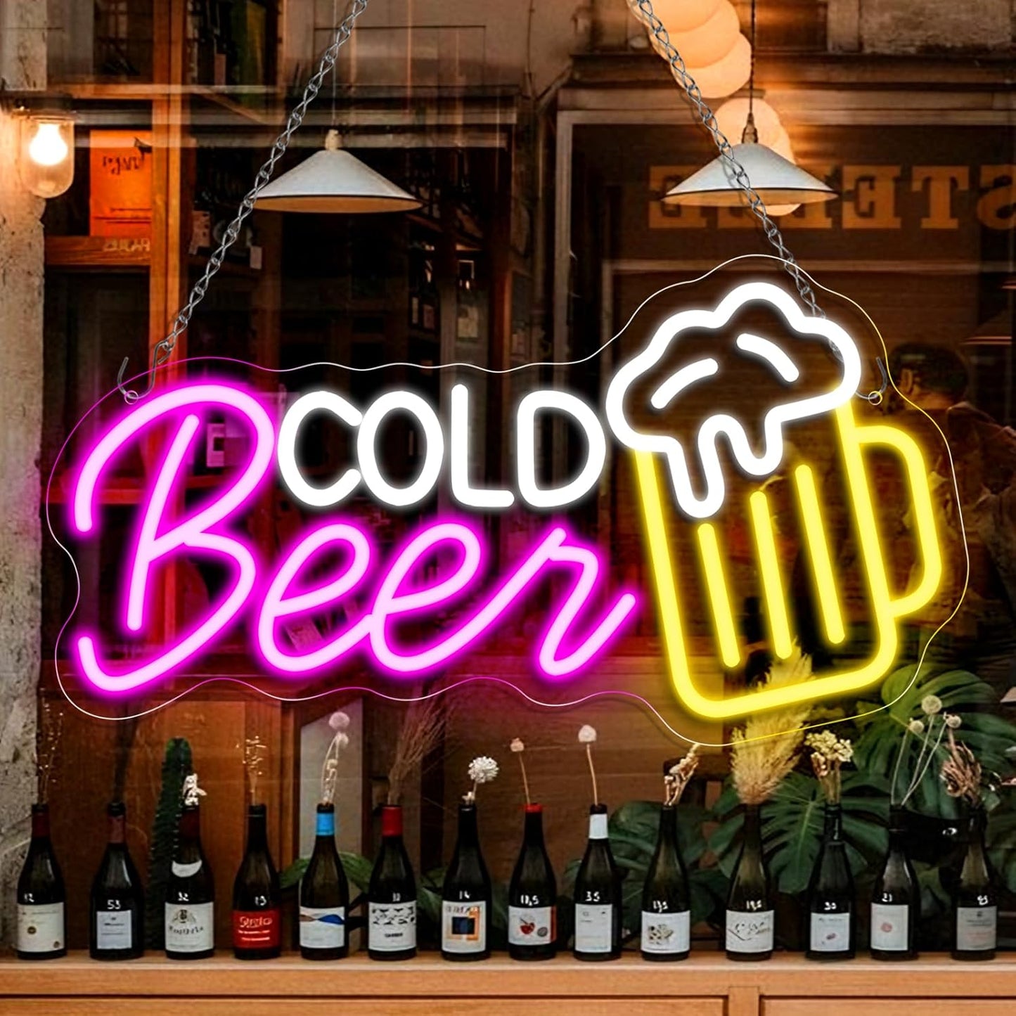 inShareplus Beer Neon Sign, LED Sign for Bar Decoration, Dimmable Bar Sign with USB Powered, Beer Bar Neon Light for Bar, Club, Party, Bistro, Shop