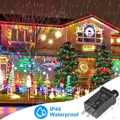 2.7W IP44 Class 2 Plug-in Power Adapter, AC 100–240V to DC 4.5V Adapter Transformer - Waterproof Power Supply for Outdoor String Lights, Holiday Decorations and Decorative Lighting