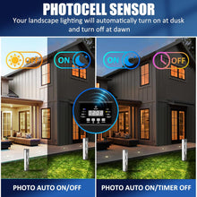 Laden Sie das Bild in den Galerie-Viewer, inShareplus 250 W Niederspannungs-Landschaftstransformator, 120 V AC auf 12 V/15 V AC Landschaftsbeleuchtungstransformator mit Fotozellensensor und Timer, wetterfester Außentransformator für Niederspannungs-Landschaftsbeleuchtung 