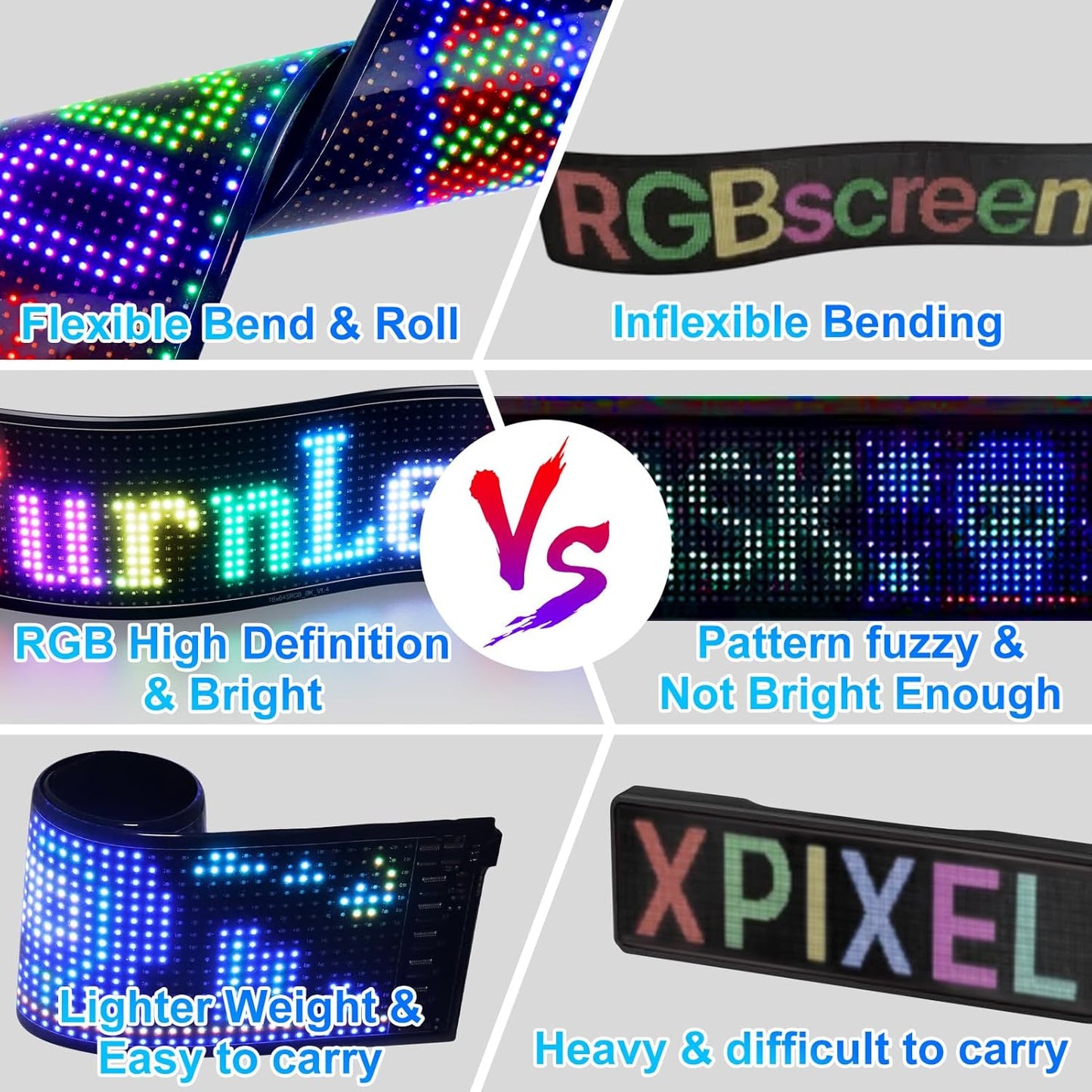 inShareplus 15''x4'' Flexible Scrolling LED Car Sign with USB, Bluetooth APP Control Car LED Sign, DIY Programmable, Custom Text, Pattern, Animation, Graffiti, LED Matrix Panel for Wedding Party