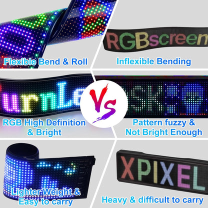 inShareplus 15 x 4 Zoll flexibles LED-Autoschild mit USB- und Bluetooth-App-Steuerung, DIY-programmierbar, benutzerdefinierter Text, Muster, Animation, Graffiti, LED-Matrix-Panel für Hochzeitsfeiern 