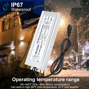 inShareplus 48V 400W LED Power Supply, IP67 Rainproof Waterproof Outdoor Driver,AC 90-140V to DC 48V Low Voltage Transformer, Adapter Converter for LED Light, Computer Project, Outdoor Use