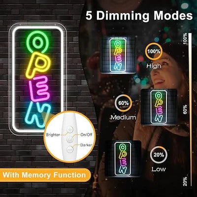 OPEN LED Store Signs – 16.2×9.1 Inch Silicone Neon Light | USB Powered 5V Dimmable Multicolor Glow | Horizontal & Vertical Style for  Store Entrances & Business Locations