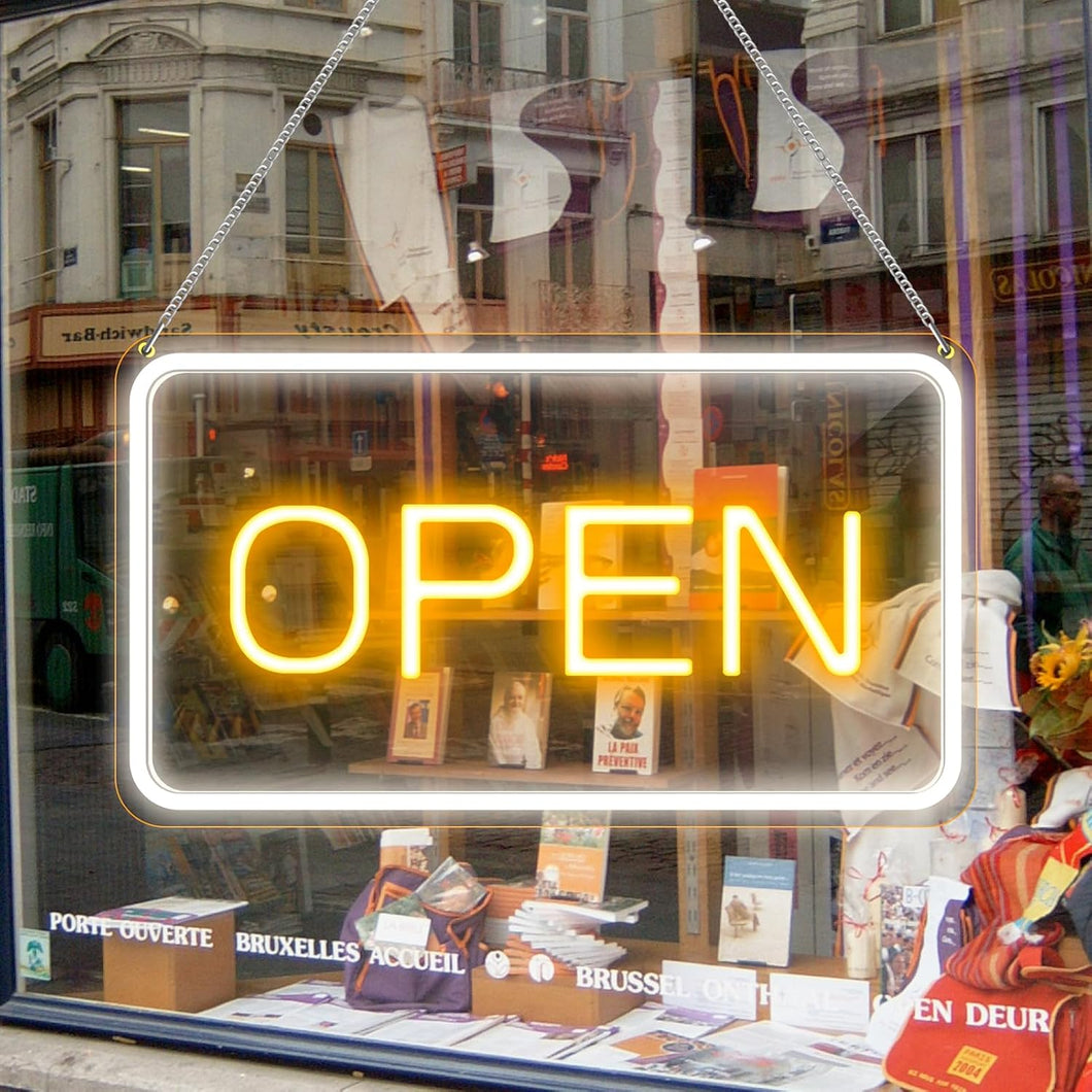 inShareplus 16 x 9 inch Adjustable Brightness Open Sign for Shops, Ultra Bright LED Sign Open USB Powered with On/Off, Electric Neon Sign for Shops, Restaurants, Retail Shops Horizontal