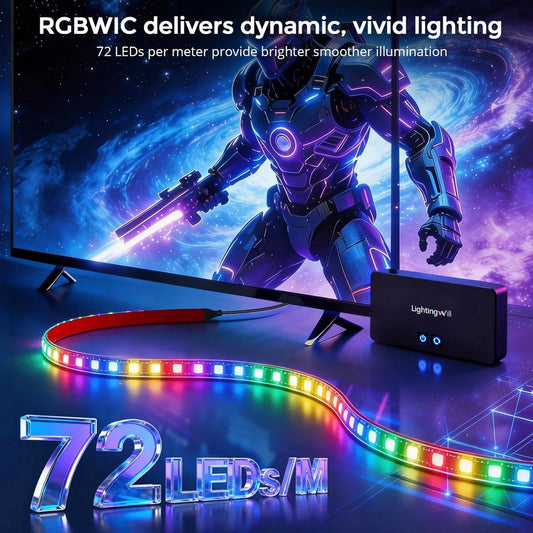 LightingWill CST3 HDMI 2.0 Sync Box TV Backlight Strip Kit – Premium RGBIC LED Strip with 72 LEDs/m, 4K 60Hz Screen Sync Lighting for Immersive Movies and Gaming