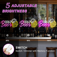 Load image into Gallery viewer, inShareplus Neon Bar Sign, Dimmable Beer Bar Open Sign for Wall Decor, USB Powered LED Neon Light for Pub, Club, Party, Nightclub, Gift