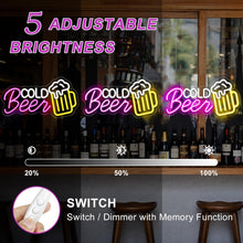 Load image into Gallery viewer, inShareplus Beer Neon Sign, LED Sign for Bar Decoration, Dimmable Bar Sign with USB Powered, Beer Bar Neon Light for Bar, Club, Party, Bistro, Shop