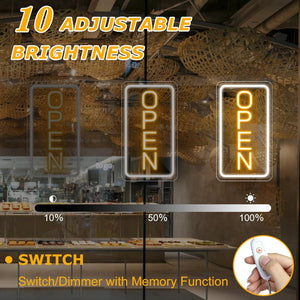 inShareplus 16 x 9 inch Adjustable Brightness Open Sign for Shops, Ultra Bright LED Sign Open USB Powered with On/Off, Electric Neon Sign for Shops, Restaurants, Retail Stores (Vertical)