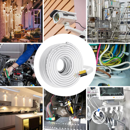 inShareplus 22AWG 3x0.3mm² 10 Meter Electrical Wire 3 Core Cable, 5V/12V/24V White Tinned Copper Wires, 22 Gauge 300V Flexible and Soft Outdoor Cable High Temperature Resistant Extension Cable