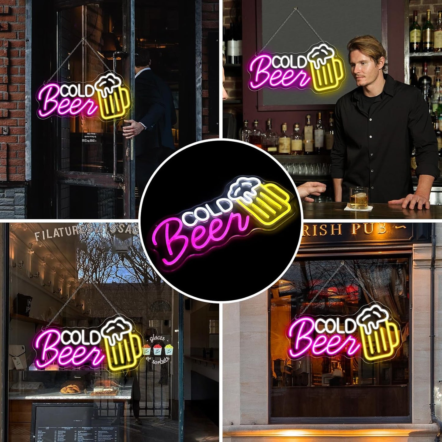 inShareplus Beer Neon Sign, LED Sign for Bar Decoration, Dimmable Bar Sign with USB Powered, Beer Bar Neon Light for Bar, Club, Party, Bistro, Shop