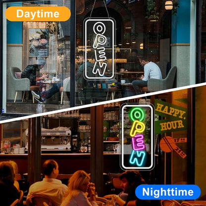 inShareplus 16.2"x 9.1" Super Bright Open Sign, Adjustable Neon Open Sign, Open Signs for Business Window, Powered by USB with ON/OFF, LED Sign Open for Stores, Restaurant Bar Hotel Wall (Vertical)