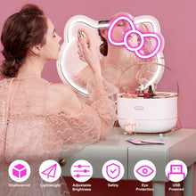 Load image into Gallery viewer, inShareplus Anime Hello Kit Neon Sign Mirror Vanity, 14&quot;x12&quot; Cute Cat LED Neon Lights Gifts, 5V USB Dimmable Light Up Wall Mirror for Teen Girl Gift, Bedroom, Room Decor, Dressing Table
