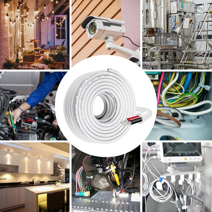 inShareplus 22AWG 2x0.3mm² 5 Meter Electrical Wire 2 Core Cable, 5V/12V/24V White Tinned Copper Wires, 22 Gauge 300V Flexible and Soft Outdoor Cable High Temperature Resistant Extension Cable