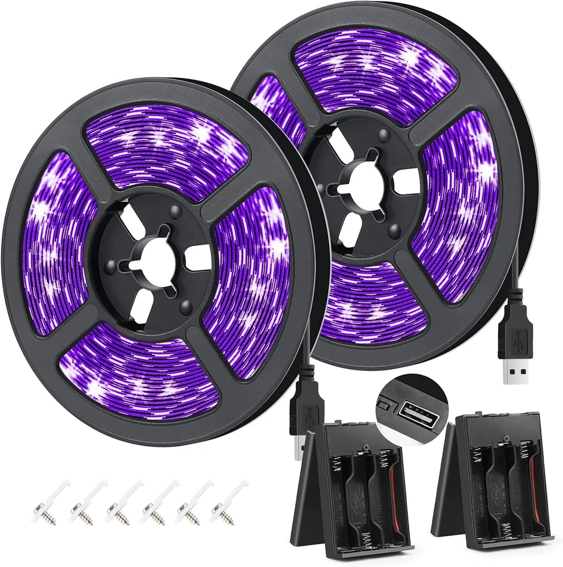 385–400nm SMD3528 USB Powered UV Blacklight LED Strip | 5V | 60 LEDs/m | Non-Waterproof | For Blacklight, Party & Glow Decoration