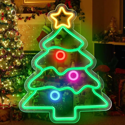 18.5×14.17 Inch Neon Wall Decor – Christmas Tree Silicone Neon Sign – USB Neon Light for Wall Decor | Dimmable Neon Lamp with Accessories Included | Hanging Holiday Decor for Christmas Party, Bedroom & Home Spaces
