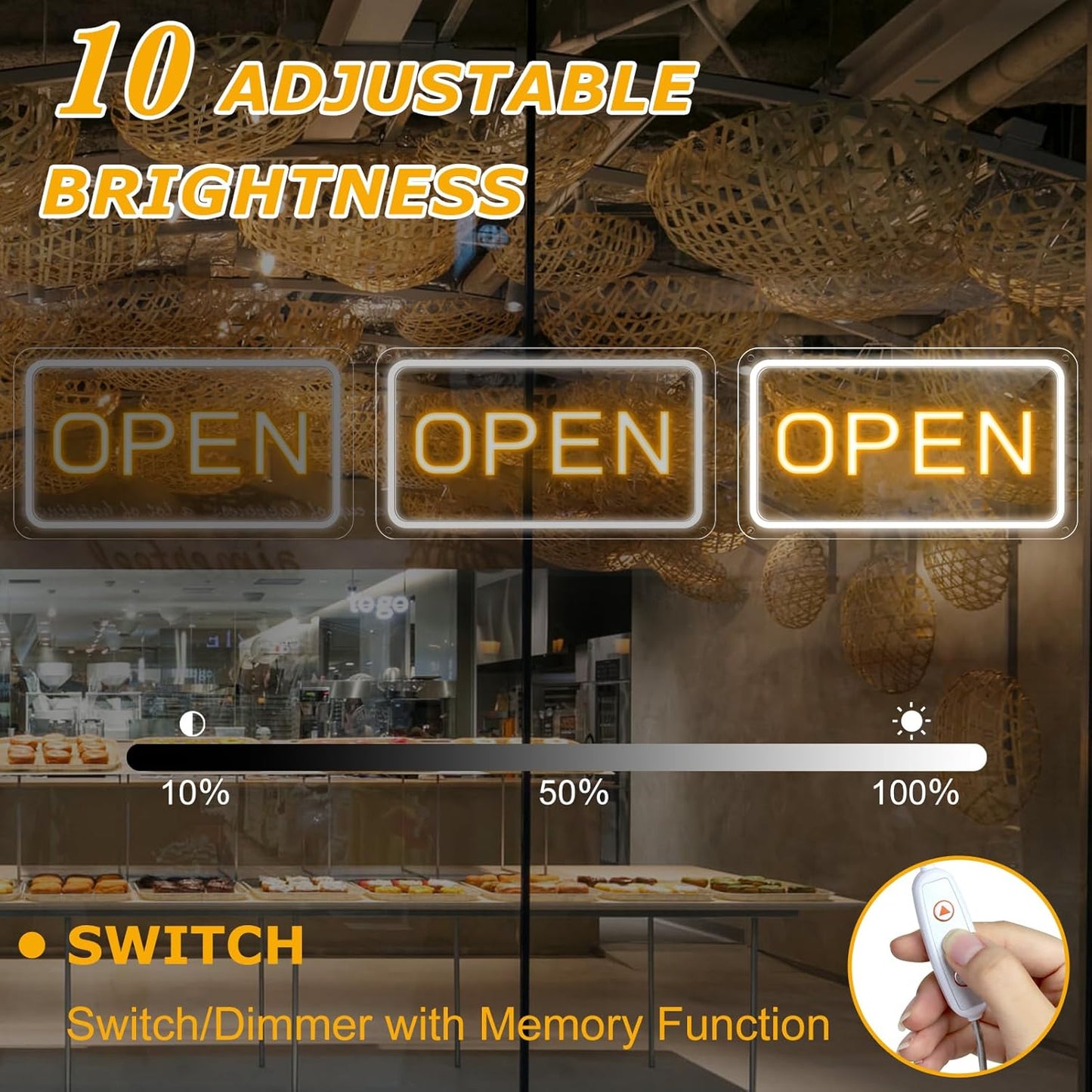 inShareplus 16 x 9 inch Adjustable Brightness Open Sign for Shops, Ultra Bright LED Sign Open USB Powered with On/Off, Electric Neon Sign for Shops, Restaurants, Retail Shops Horizontal