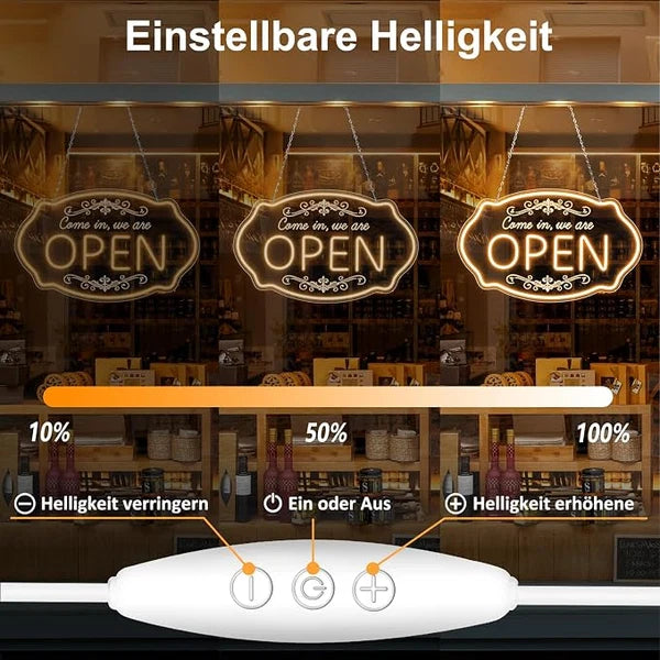WE ARE OPEN COME IN LED Silicone LED Store Signs – 16.5×10 Inch (42×25 cm) | 5V USB Powered Warm White Dimmable Light with Horizontal & Vertical Style for  Store Entrances & Business Locations