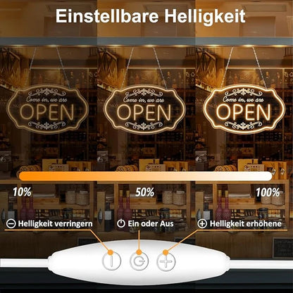 WE ARE OPEN COME IN LED Silicone LED Store Signs – 16.5×10 Inch (42×25 cm) | 5V USB Powered Warm White Dimmable Light with Horizontal & Vertical Style for  Store Entrances & Business Locations