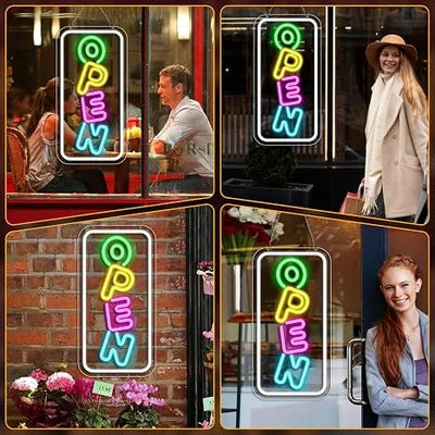 OPEN LED Store Signs – 16.2×9.1 Inch Silicone Neon Light | USB Powered 5V Dimmable Multicolor Glow | Horizontal & Vertical Style for  Store Entrances & Business Locations