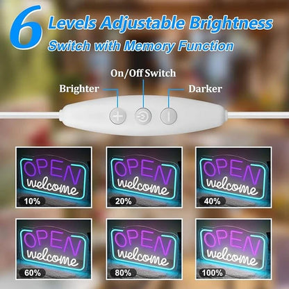 OPEN Welcome Silicone LED Store Signs – USB Powered | 16.9×9.4 inch | LED Light for  Store Entrances & Business Locations | 2 Color Options