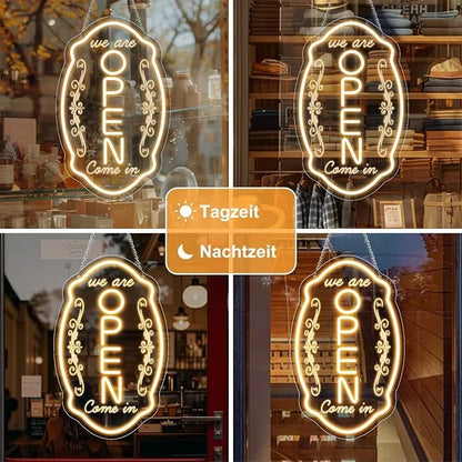 WE ARE OPEN COME IN LED Silicone LED Store Signs – 16.5×10 Inch (42×25 cm) | 5V USB Powered Warm White Dimmable Light with Horizontal & Vertical Style for  Store Entrances & Business Locations