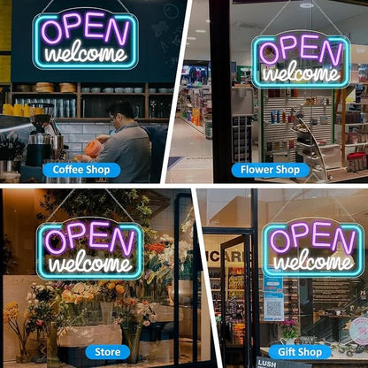 OPEN Welcome Silicone LED Store Signs – USB Powered | 16.9×9.4 inch | LED Light for  Store Entrances & Business Locations | 2 Color Options