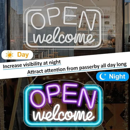 OPEN Welcome Silicone LED Store Signs – USB Powered | 16.9×9.4 inch | LED Light for  Store Entrances & Business Locations | 2 Color Options