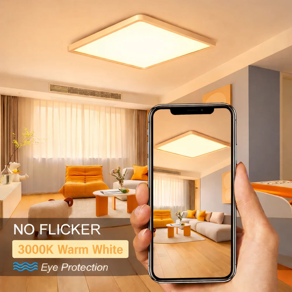 AC 110–130V | 9 Inch 18W Square Slim Flush Mount Ceiling Lights – White / Black | 3000K / 4500K / 5000K / 6500K | Flush Mount Ceiling Light for Apartment & Commercial Spaces – Local Stock (US)