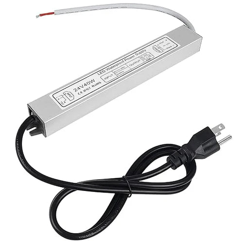 24V Outdoor Waterproof LED Power Supply 30W–100W, 90–265V Input, Single Wire Output, Aluminum Housing, Landscape & Outdoor Lighting, CE/RoHS/FCC Certified, Waterproof Transformer for Outdoor Lighting, US/UK/EU Plug