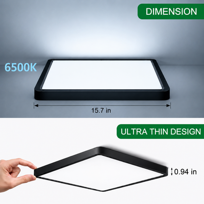 inShareplus 12 Zoll quadratische LED-Deckenleuchte, 3200 lm, 24 W, 5000 K Tageslicht, superhelle Deckenleuchten, weiße LED-Lampe zur Unterputzmontage, Einbauleuchten für Küche, Bad, Schlafzimmer, Flur, Büro, Garage 
