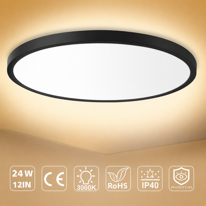 inSharepuls LED-Deckenleuchte, 5000 K Tageslichtweiß, 24 W (entspricht 240 W), 12 Zoll flache, moderne Deckenbeleuchtung, 3200 lm, Deckenlampe für Badezimmer, Veranda, Küche, Schlafzimmer, Wohnzimmer, Flur 