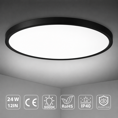 inSharepuls LED-Deckenleuchte, 5000 K Tageslichtweiß, 24 W (entspricht 240 W), 12 Zoll flache, moderne Deckenbeleuchtung, 3200 lm, Deckenlampe für Badezimmer, Veranda, Küche, Schlafzimmer, Wohnzimmer, Flur 
