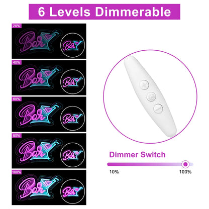 16.5×9 Inch / 15 × 9.3 Inch Neon Wall Decor – USB Powered Hanging Neon Sign | Cold Beer & Bar Design Options with Purple White / Pink Ice Blue Glow | Bar, Pub, Lounge & Hospitality Decor