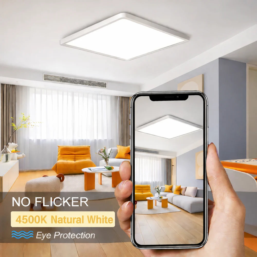 AC 110–130V | 9 Inch 18W Square Slim Flush Mount Ceiling Lights – White / Black | 3000K / 4500K / 5000K / 6500K | Flush Mount Ceiling Light for Apartment & Commercial Spaces – Local Stock (US)