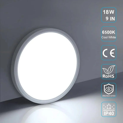 AC 220–240V | 9 Inch 18W Round Slim Flush Mount Ceiling Lights – White / Black  | 3000K / 4500K / 5000K / 6500K | Flush Mount Ceiling Light for Apartment & Commercial Spaces – Local Stock (UK)
