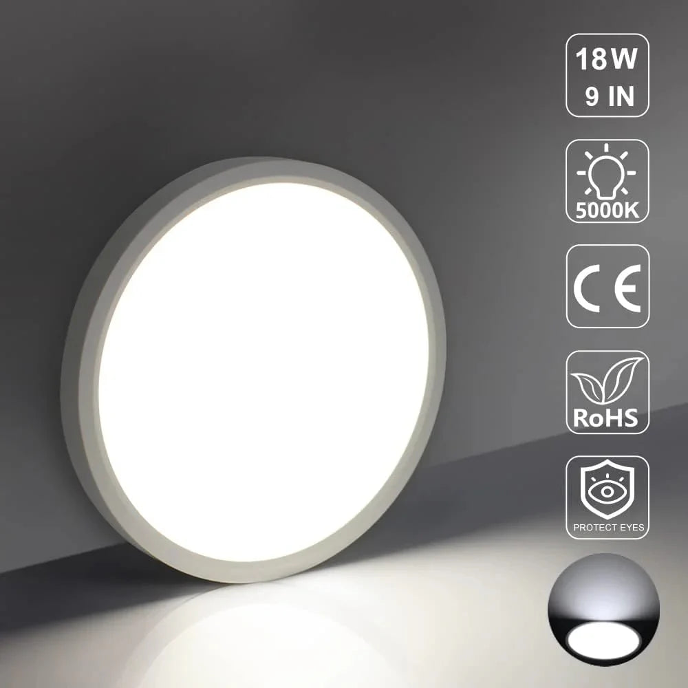 AC 220–240V | 9 Inch 18W Round Slim Flush Mount Ceiling Lights – White / Black  | 3000K / 4500K / 5000K / 6500K | Flush Mount Ceiling Light for Apartment & Commercial Spaces – Local Stock (UK)