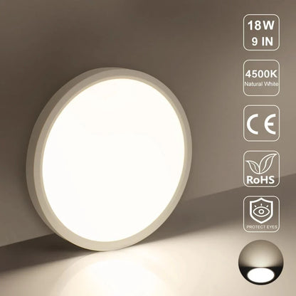 AC 220–240V | 9 Inch 18W Round Slim Flush Mount Ceiling Lights – White / Black  | 3000K / 4500K / 5000K / 6500K | Flush Mount Ceiling Light for Apartment & Commercial Spaces – Local Stock (UK)