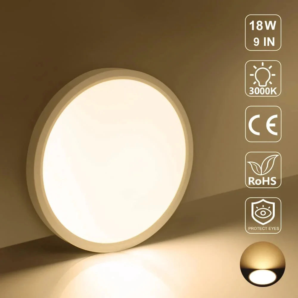 AC 220–240V | 9 Inch 18W Round Slim Flush Mount Ceiling Lights – White / Black  | 3000K / 4500K / 5000K / 6500K | Flush Mount Ceiling Light for Apartment & Commercial Spaces – Local Stock (UK)