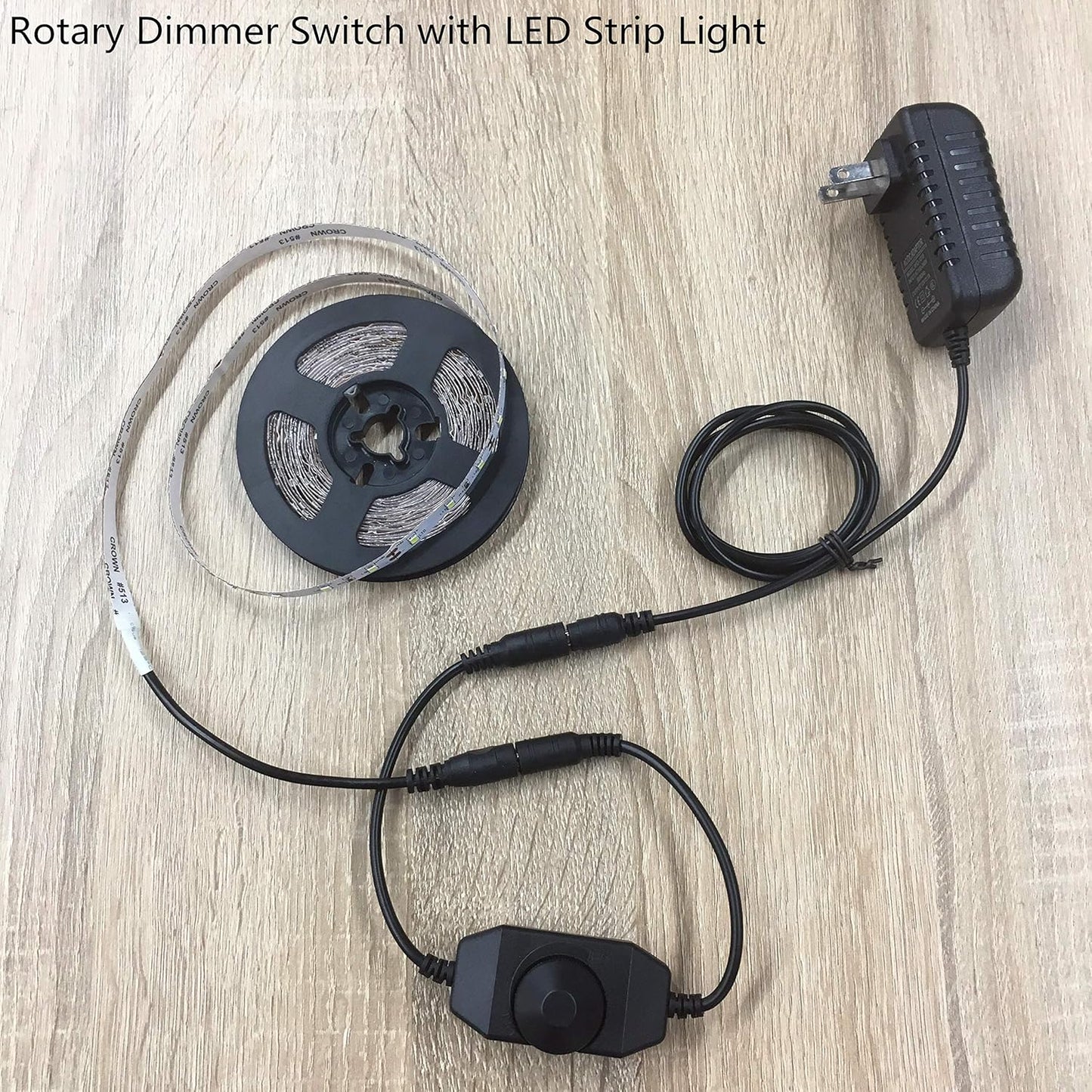 inSharePlus Mini Inline LED Dimmer Switch DC 12V 2A PWM with DC Jack 5.5/2.1 Connector for Single Color 3528 5050 LED Strip Light(1Pack, Black)