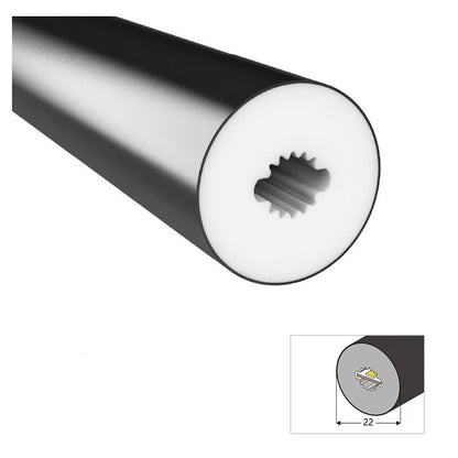 I-360E Series ⏀22mm 360 Emitting LED Neon Tube Housing | S22D Black Soft Neon Tube Housing | IP67 Waterproof | 8mm PCB Width | 16.4FT/5M | Club Decorative Lighting