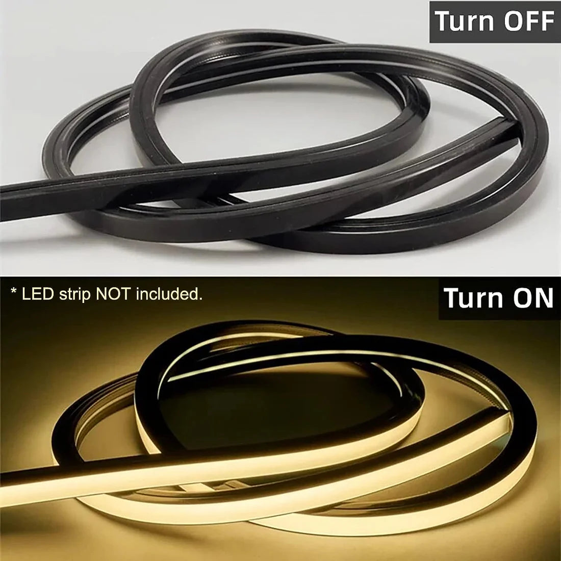 I-TE Series 16×16mm Top Emitting LED Neon Tube Housing | S1616 Black Flexible Neon Tube Housing | IP67 Waterproof | 10mm PCB Width | 16.4FT/5M | Lounge Ceiling Accent Lighting