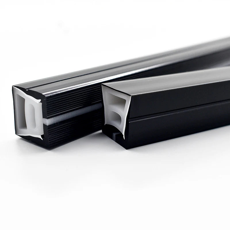 I-TE Series 20×20mm Top Emitting LED Neon Tube Housing | S2020 Black Silicone Neon Tube | IP67 Waterproof | 12mm PCB Width | 16.4FT/5M | Commercial Ceiling Lighting