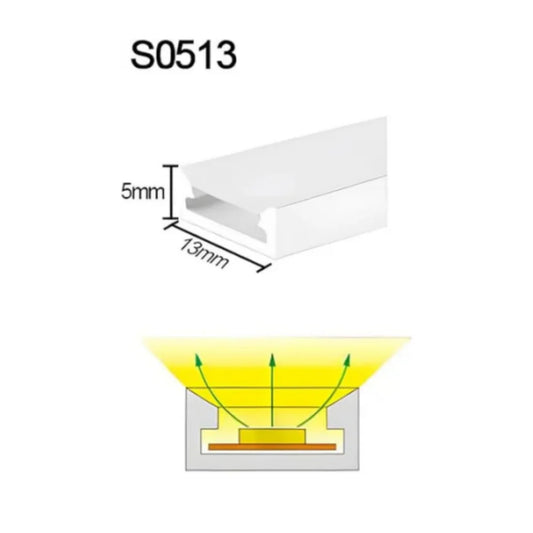 I-TE Series 5×13mm Top Emitting LED Neon Tube Housing | S0513 Flexible Neon Tube Housing | IP67 Waterproof | 10mm PCB Width | 16.4FT/5M | Bedroom Mirror Accent Lighting | Local Stock US/UK/DE
