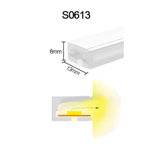 I-SE Series 6×13mm Side Emitting LED Neon Tube Housing | S0613 Silicone Neon Tube | IP67 Waterproof | 8mm PCB Width | 16.4FT/5M | Cabinet Stair Lighting | Local Stock US/UK/DE