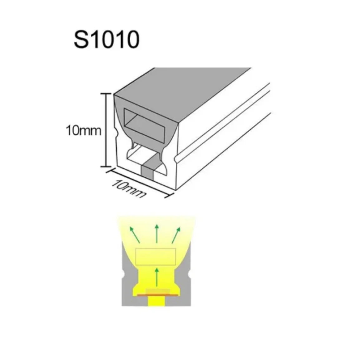 I-TE Series 10×10mm Top Emitting LED Neon Tube Housing | S1010 Soft Neon Tube Housing | IP67 Waterproof | 6mm PCB Width | 16.4FT/5M | Ceiling Accent Lighting | Local Stock US/UK/DE